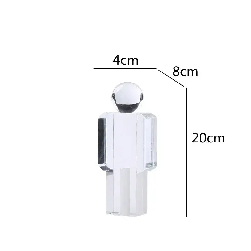 Minimalist chrome crystal man statue living room figurine