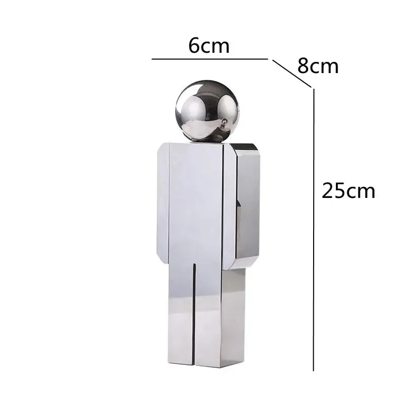 Minimalist chrome crystal man statue living room figurine