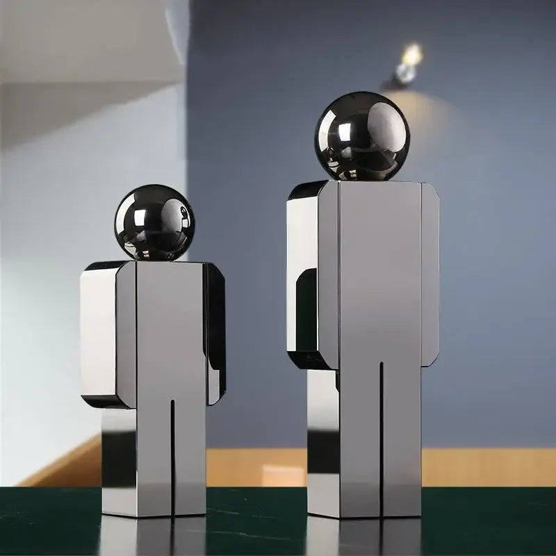 Minimalist chrome crystal man statue living room figurine