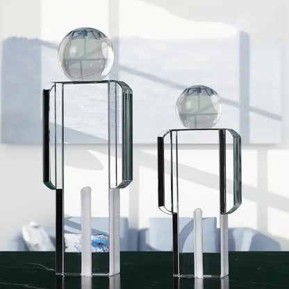 Minimalist chrome crystal man statue living room figurine