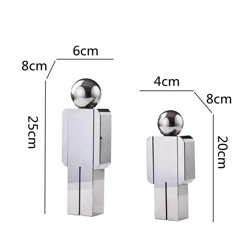 Minimalist chrome crystal man statue living room figurine