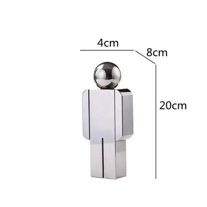 Minimalist chrome crystal man statue living room figurine