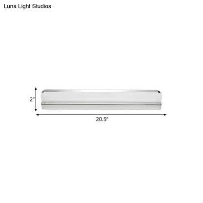 Minimalist chrome led vanity wall light for bathroom