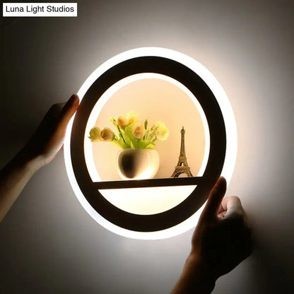 DecorBites™ Minimalist Circular LED Wall Sconce in White for Living Room