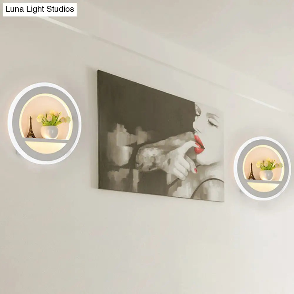 DecorBites™ Minimalist Circular LED Wall Sconce in White for Living Room
