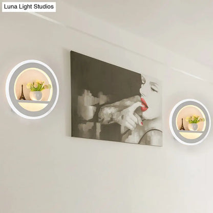 DecorBites™ Minimalist Circular LED Wall Sconce in White for Living Room