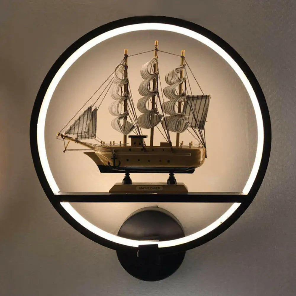DecorBites™ Minimalist Circular LED Wall Sconce in White for Living Room