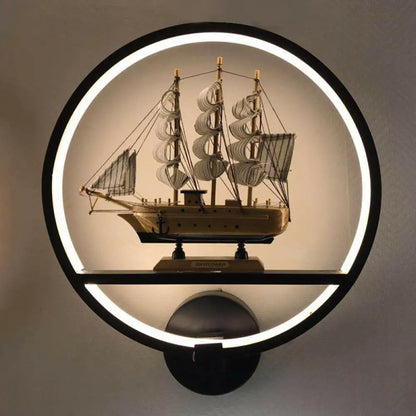 DecorBites™ Minimalist Circular LED Wall Sconce in White for Living Room