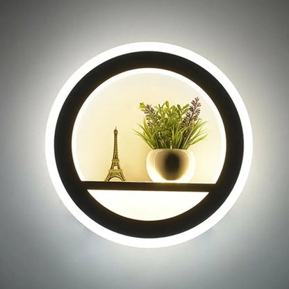 DecorBites™ Minimalist Circular LED Wall Sconce in White for Living Room