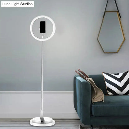 DecorBites™ Minimalist Circular Metal USB Vanity Lamp with LED Fill Light for Mobile Phone Holder - Black/White/Pink