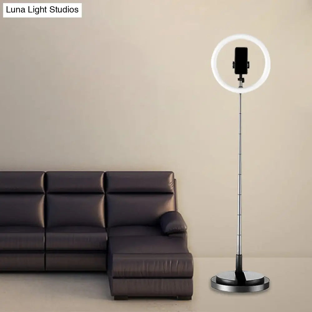 DecorBites™ Minimalist Circular Metal USB Vanity Lamp with LED Fill Light for Mobile Phone Holder - Black/White/Pink