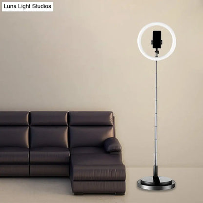 DecorBites™ Minimalist Circular Metal USB Vanity Lamp with LED Fill Light for Mobile Phone Holder - Black/White/Pink
