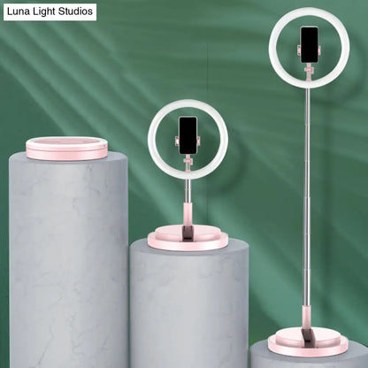 DecorBites™ Minimalist Circular Metal USB Vanity Lamp with LED Fill Light for Mobile Phone Holder - Black/White/Pink