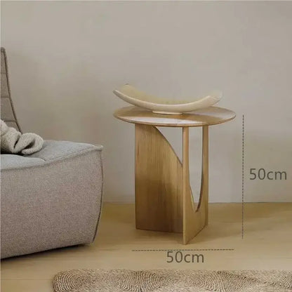Minimalist circular walnut wood coffee table for living room