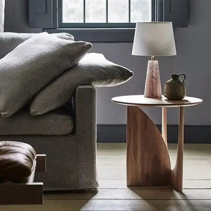 Minimalist circular walnut wood coffee table for living room