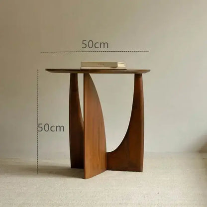 Minimalist circular walnut wood coffee table for living room