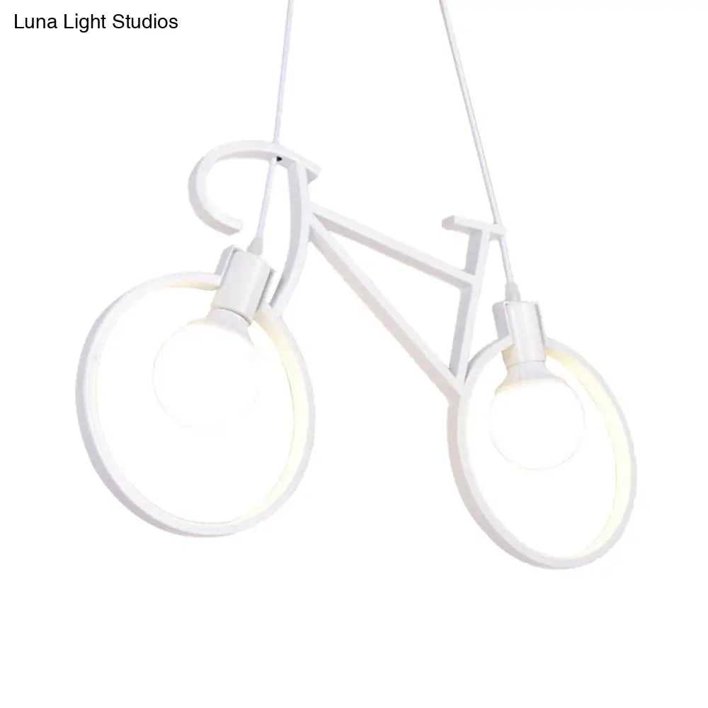 DecorBites™ Minimalist City Bike Pendant Light for Kids Room - 2-Light Iron Suspension with Open Bulb Design