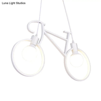 DecorBites™ Minimalist City Bike Pendant Light for Kids Room - 2-Light Iron Suspension with Open Bulb Design