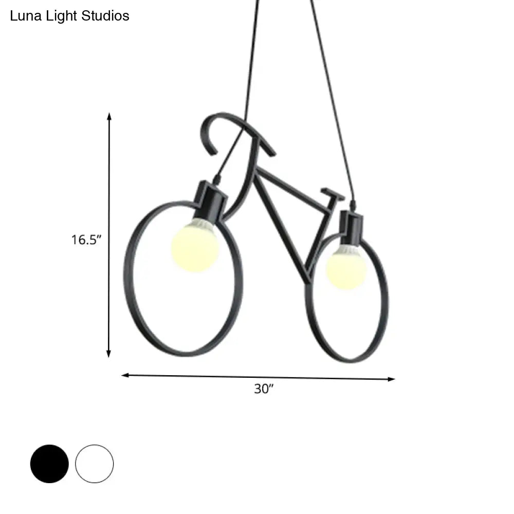 DecorBites™ Minimalist City Bike Pendant Light for Kids Room - 2-Light Iron Suspension with Open Bulb Design