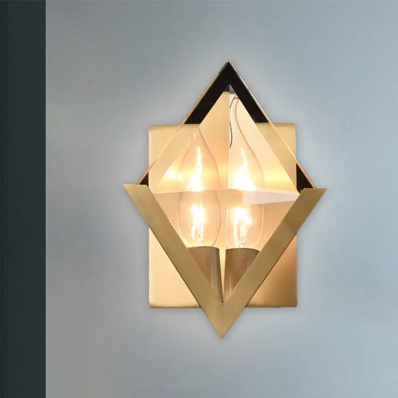 DecorBites™ Minimalist Clear Crystal Wall Sconce with Brass Mount and 1 Bulb