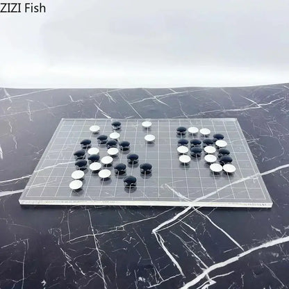 Minimalist clear geometric chess set living room acrylic board