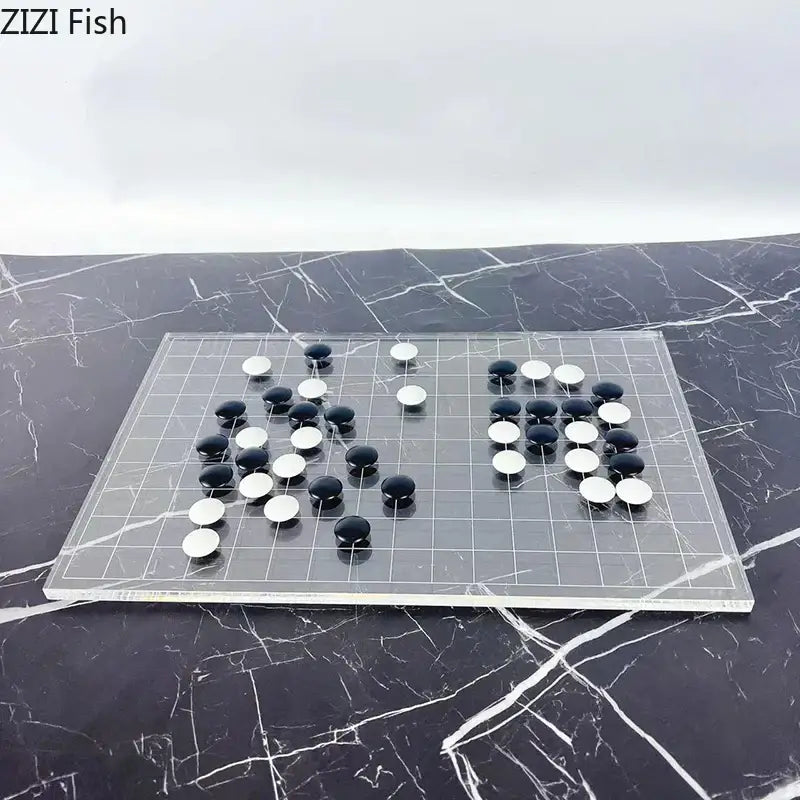 Minimalist clear geometric chess set living room acrylic board