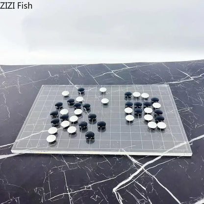 Minimalist clear geometric chess set living room acrylic board