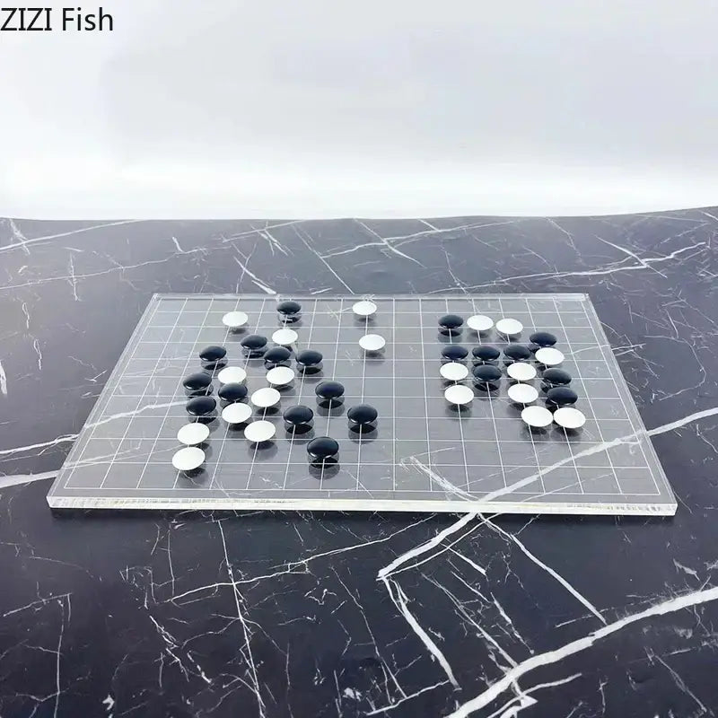 Minimalist clear geometric chess set living room acrylic board