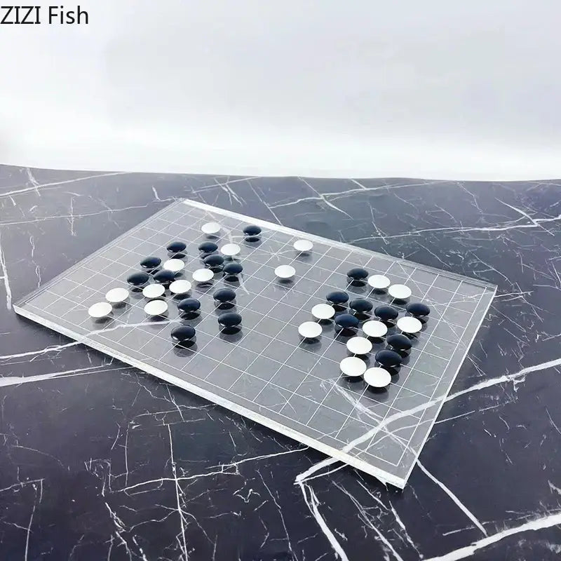 Minimalist clear geometric chess set living room acrylic board