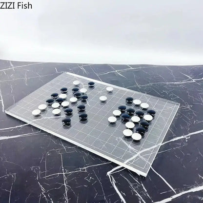 Minimalist clear geometric chess set living room acrylic board