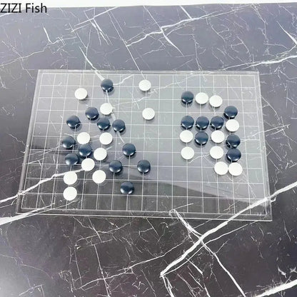 Minimalist clear geometric chess set living room acrylic board