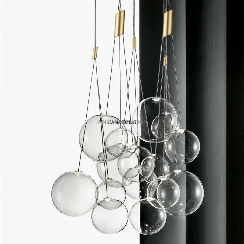 Minimalist clear glass bubble led pendant light dining room