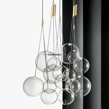 Minimalist clear glass bubble led pendant light dining room
