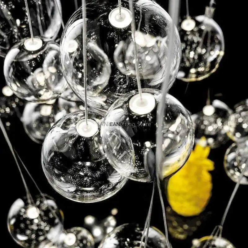 Minimalist clear glass bubble led pendant light dining room