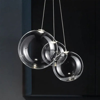 Minimalist clear glass bubble led pendant light dining room
