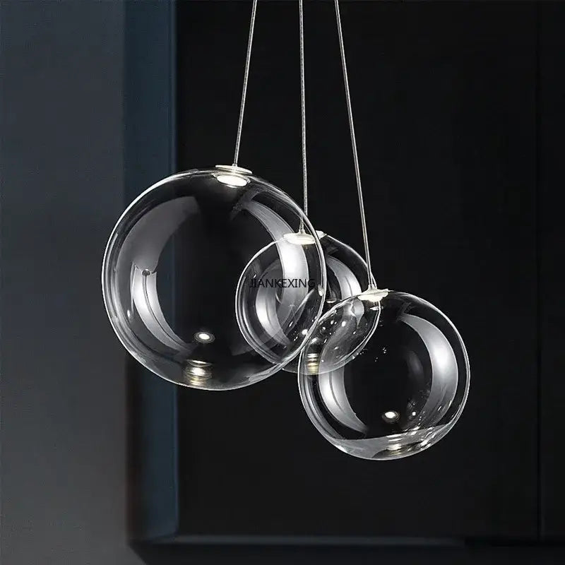 Minimalist clear glass bubble led pendant light dining room