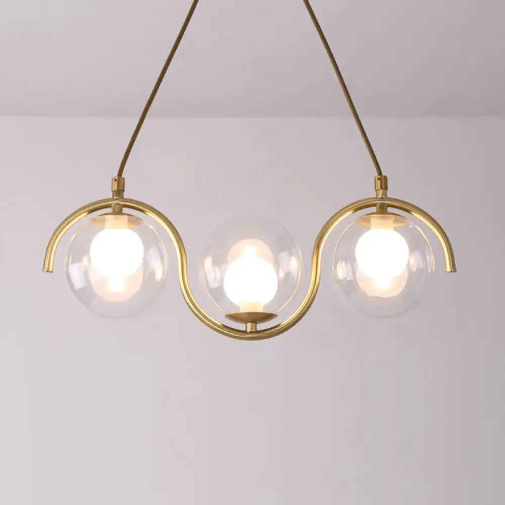 DecorBites™ Minimalist Clear Glass Island Lighting - Orb Shaped - 3/5/7 Lights - Hanging Light Fixture in Brass