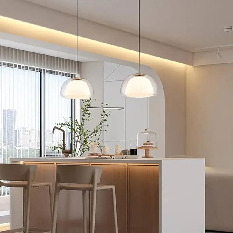 Minimalist clear glass jelly pendant lamp for living room