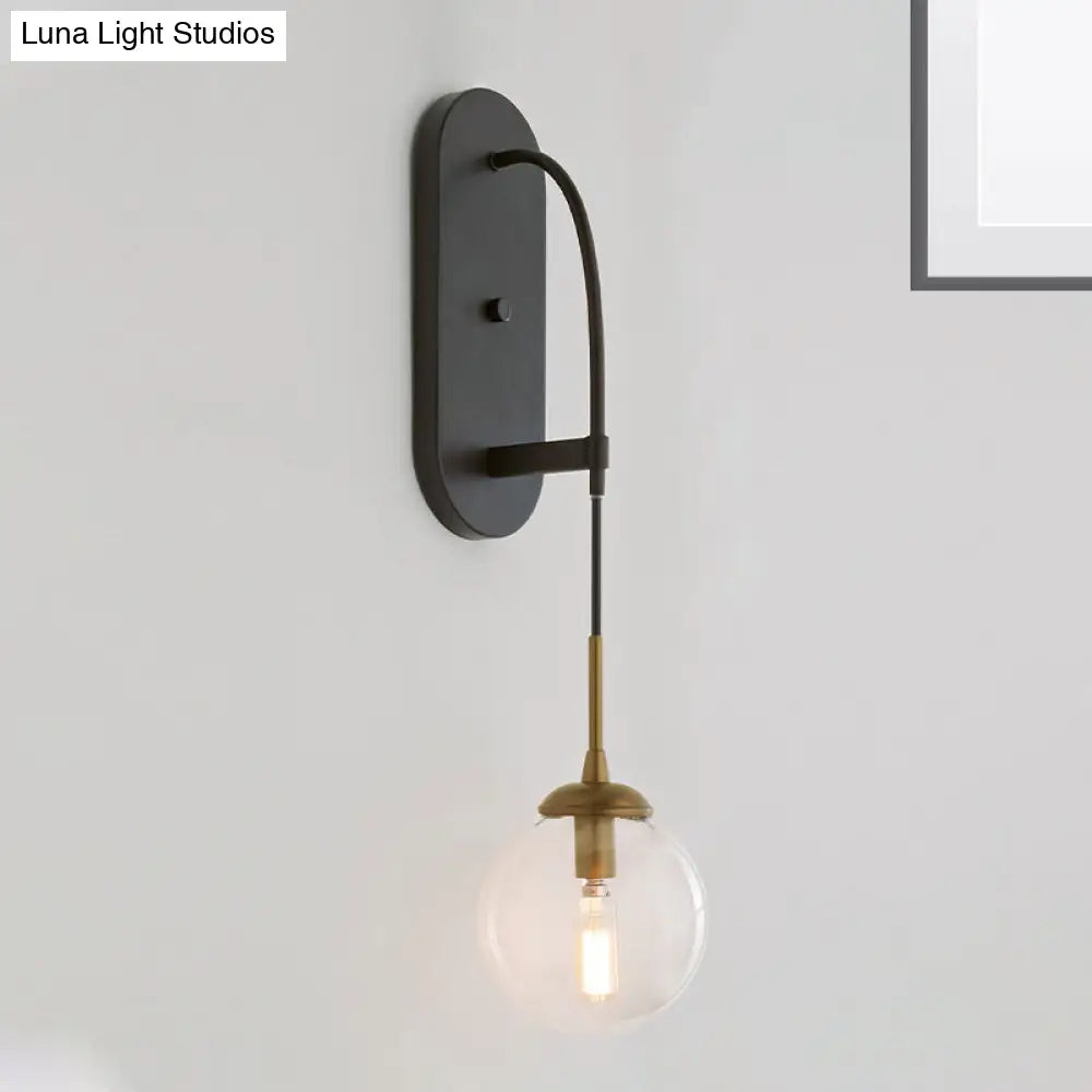 DecorBites™ Minimalist Clear Glass Wall Sconce with 1 Light - Black Wall Mounted Fixture