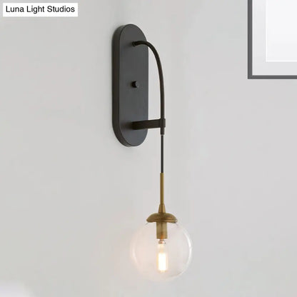DecorBites™ Minimalist Clear Glass Wall Sconce with 1 Light - Black Wall Mounted Fixture