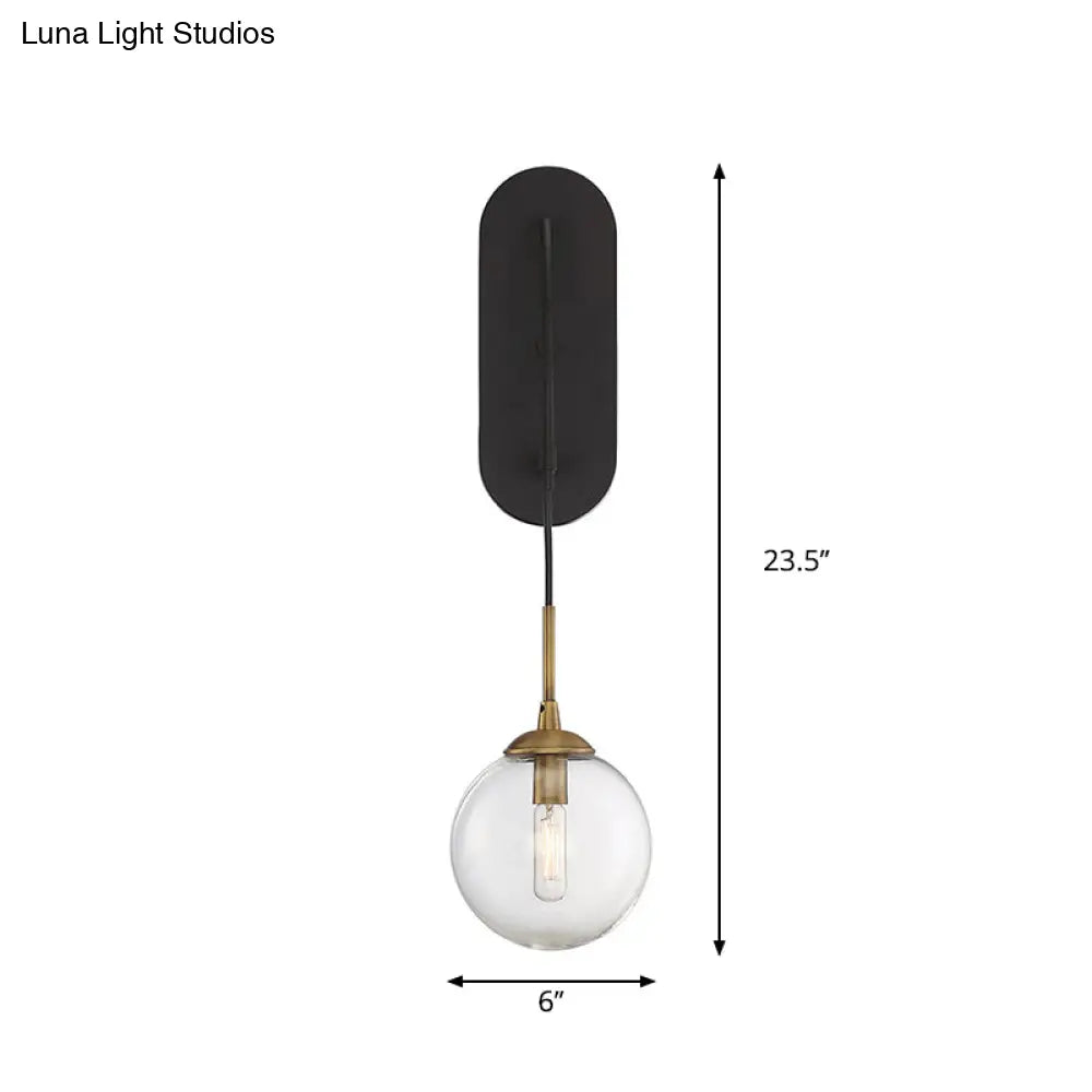 DecorBites™ Minimalist Clear Glass Wall Sconce with 1 Light - Black Wall Mounted Fixture