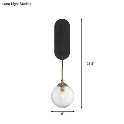 DecorBites™ Minimalist Clear Glass Wall Sconce with 1 Light - Black Wall Mounted Fixture