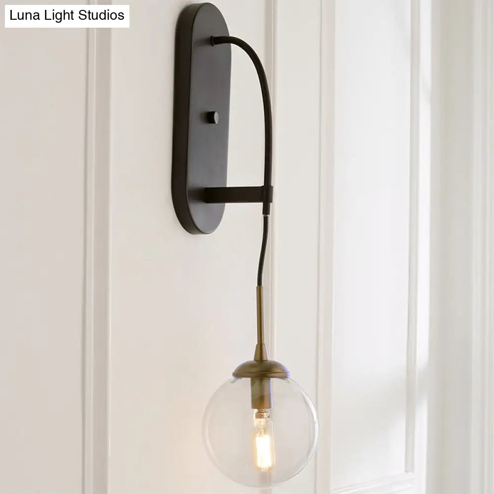 DecorBites™ Minimalist Clear Glass Wall Sconce with 1 Light - Black Wall Mounted Fixture