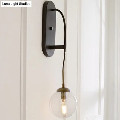 DecorBites™ Minimalist Clear Glass Wall Sconce with 1 Light - Black Wall Mounted Fixture