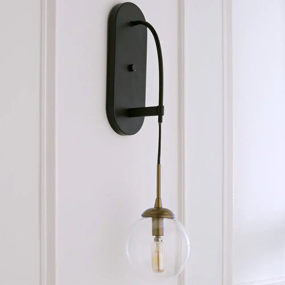 DecorBites™ Minimalist Clear Glass Wall Sconce with 1 Light - Black Wall Mounted Fixture