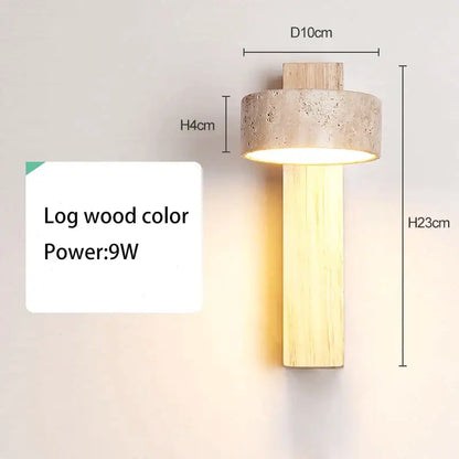 Minimalist concrete and wood led light bedroom wall lamp