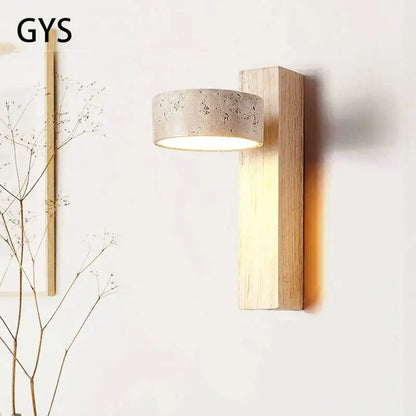Minimalist concrete and wood led light bedroom wall lamp