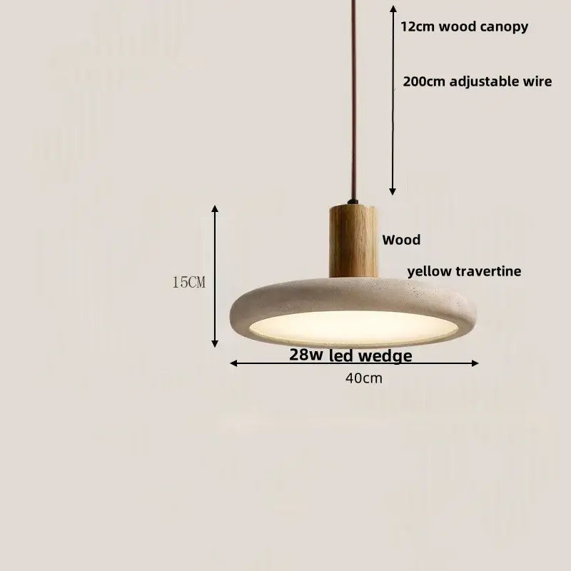 Minimalist concrete and wood led wood pendant light dining room