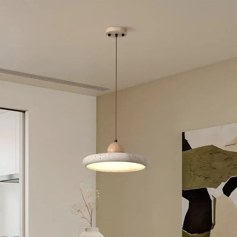 Minimalist concrete and wood led wood pendant light dining room
