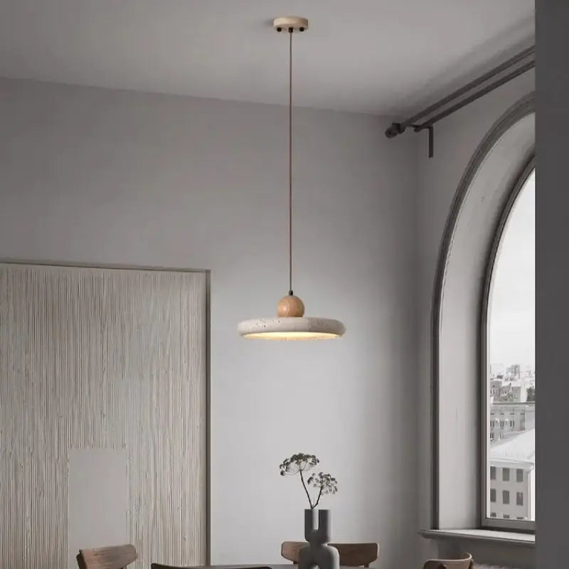 Minimalist concrete and wood led wood pendant light dining room